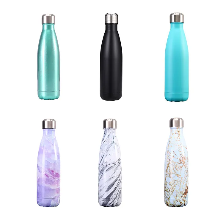 Ailingalaxy eco friendly 500ml 1000ml sublimation drinkware gym vacuum flasks stainless steel cola shape water bottle with lid