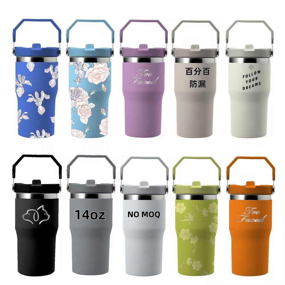 2024 NEW Design Factory Customize 14oz Stainless Steel kids Tumbler Double Wall Vacuum Insulted Travel Mug with Handle Leakproof