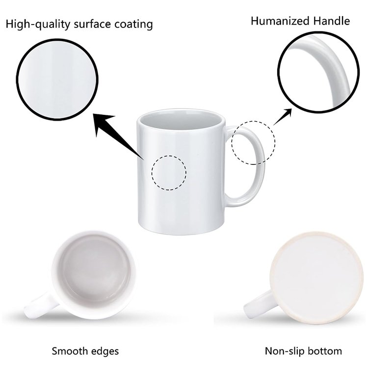 US Popular Diy Gift Custom LOGO 3A 11oz Simple White Coffee Sublimation Mugs Blank Ceramic Mug For Sublimation Printing