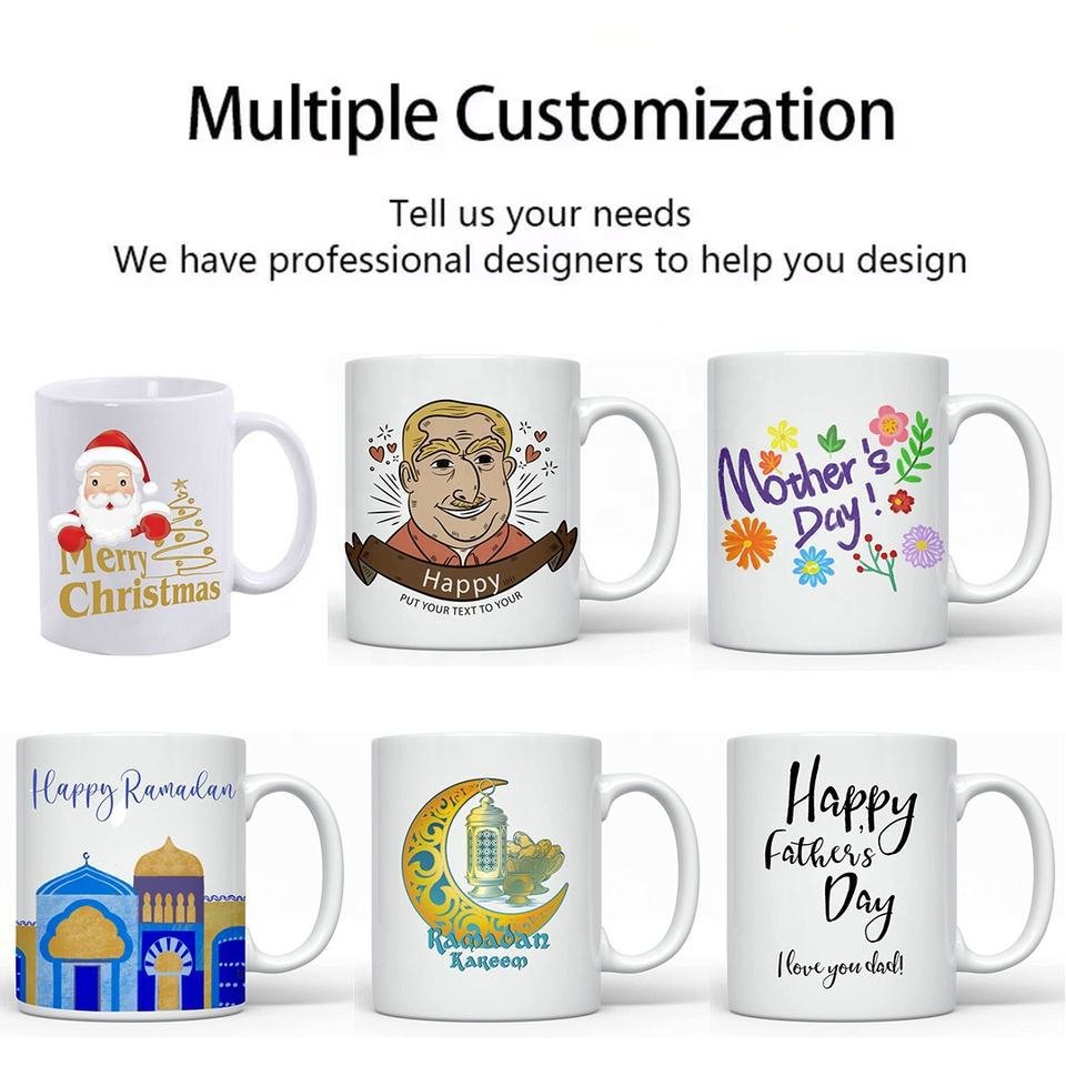 US Popular Diy Gift Custom LOGO 3A 11oz Simple White Coffee Sublimation Mugs Blank Ceramic Mug For Sublimation Printing