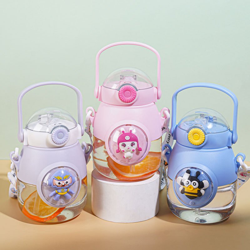 Antlers cup 900ML Children Bottle for Outdoor Travel School Cute Cartoon Animal Baby Water Bottle with Shoulder Strap for kids