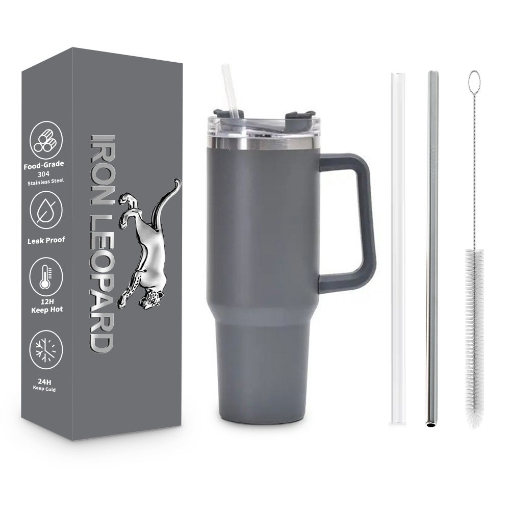 40Oz Stainless Steel Vacuum Insulated Tumbler Minimalist Design with Portable Handle and Straw Coffee Sublimation travel mug