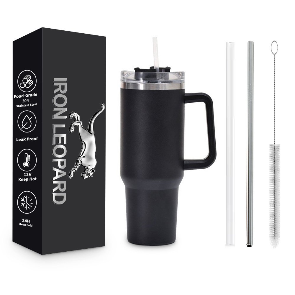 40Oz Stainless Steel Vacuum Insulated Tumbler Minimalist Design with Portable Handle and Straw Coffee Sublimation travel mug