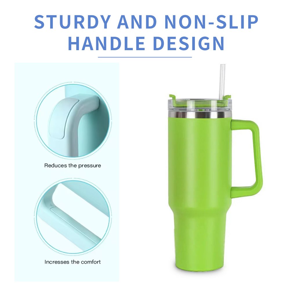 40Oz Stainless Steel Vacuum Insulated Tumbler Minimalist Design with Portable Handle and Straw Coffee Sublimation travel mug