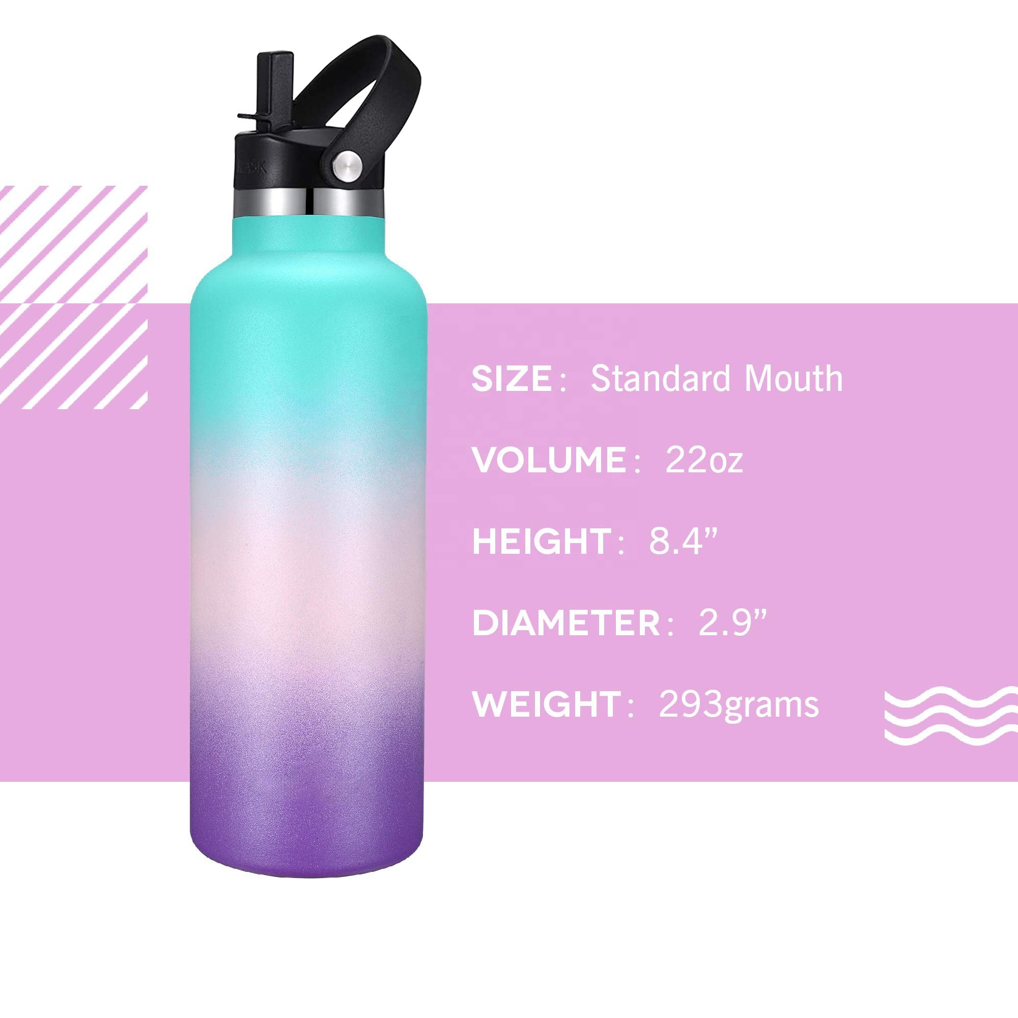 Trending Products 2023 New Arrivals Iron Flask 22oz Leakproof Bpa Free 650ml Stainless Steel Colourful Water Bottle With Handle