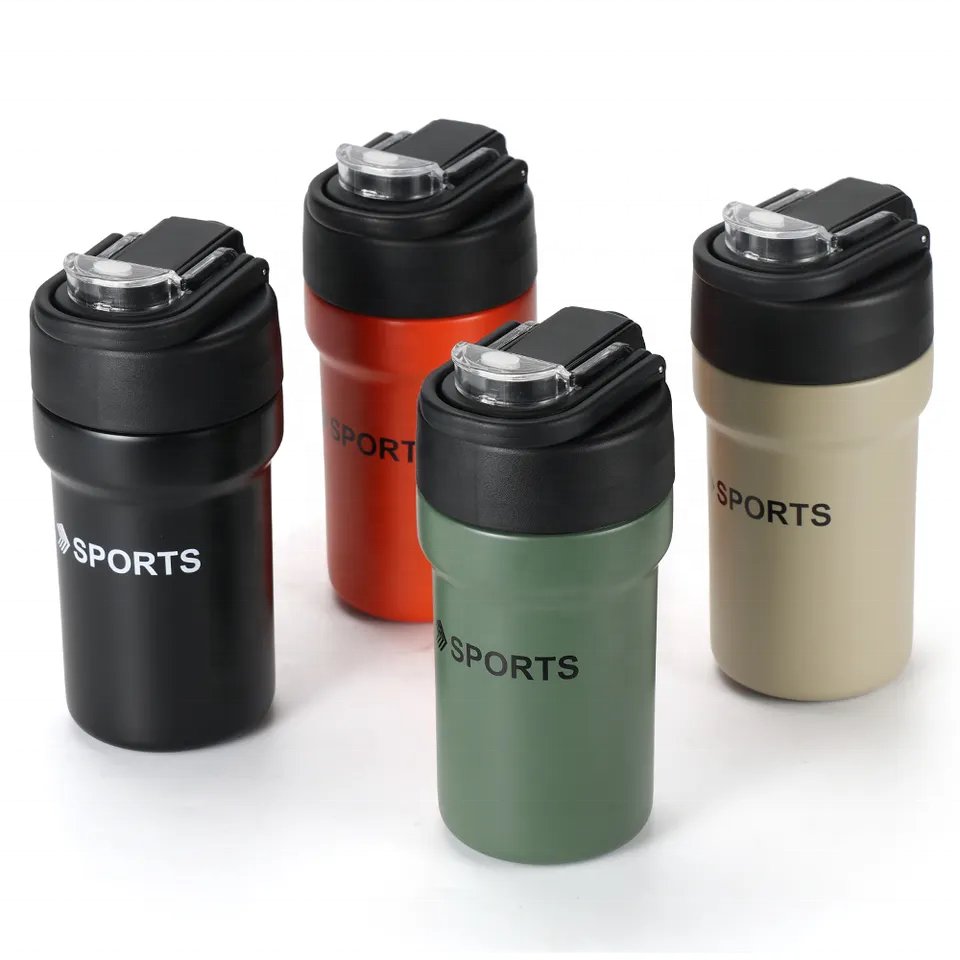 Custom 500ml 680ml Portable Stainless Steel Sports Water bottle Thermal Water Bottle Coffee Thermos Cup With Flip Straw Lid
