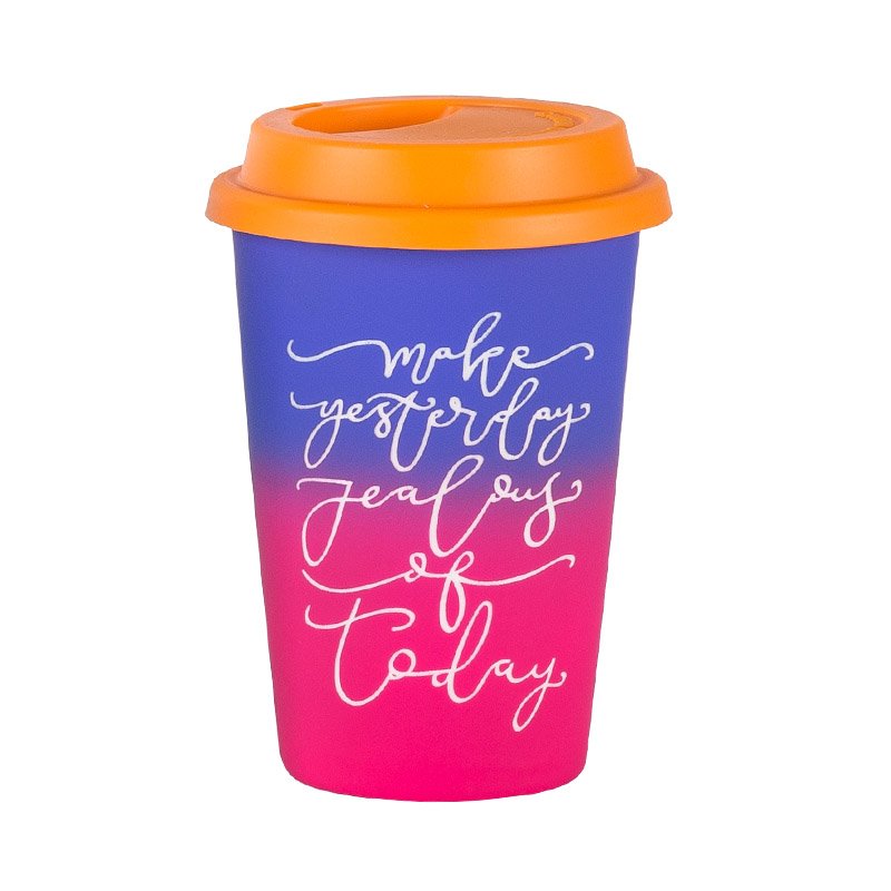 hot sale sotf touch Insulated Stoneware Coffee Mugs Ceramic Travel Cup with Silicone Lid