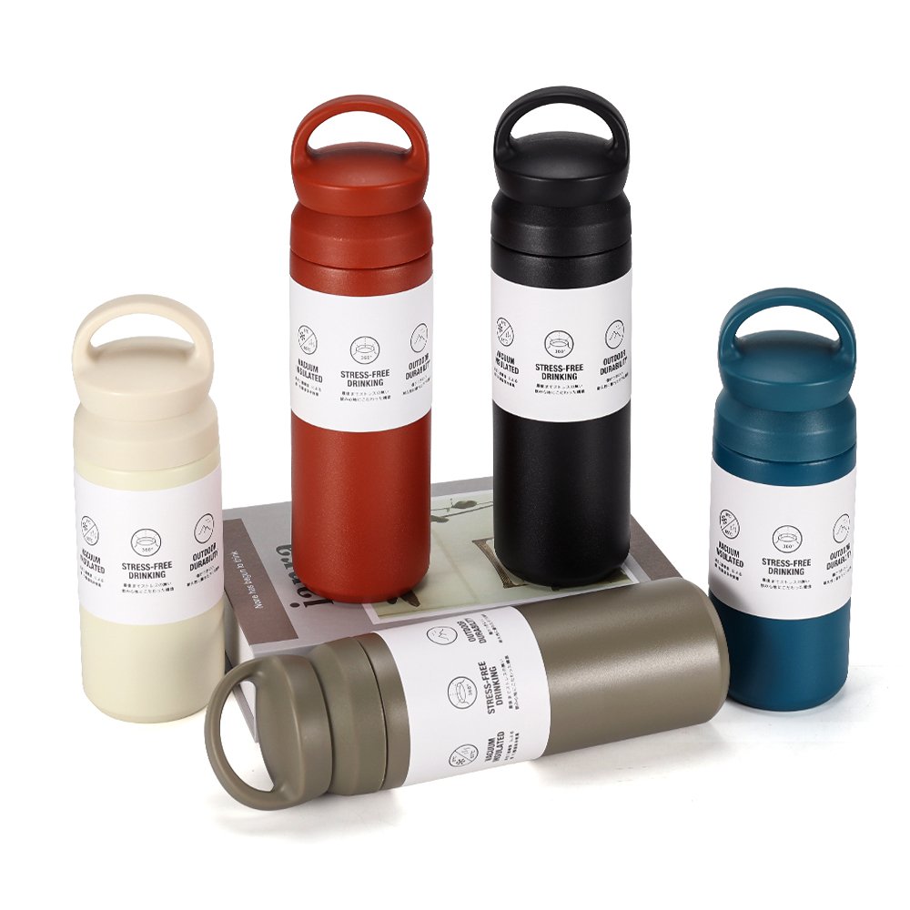 350ml 500ml Custom Double Layer Stainless Steel Insulation Travel Water Bottle Thermos With Handle