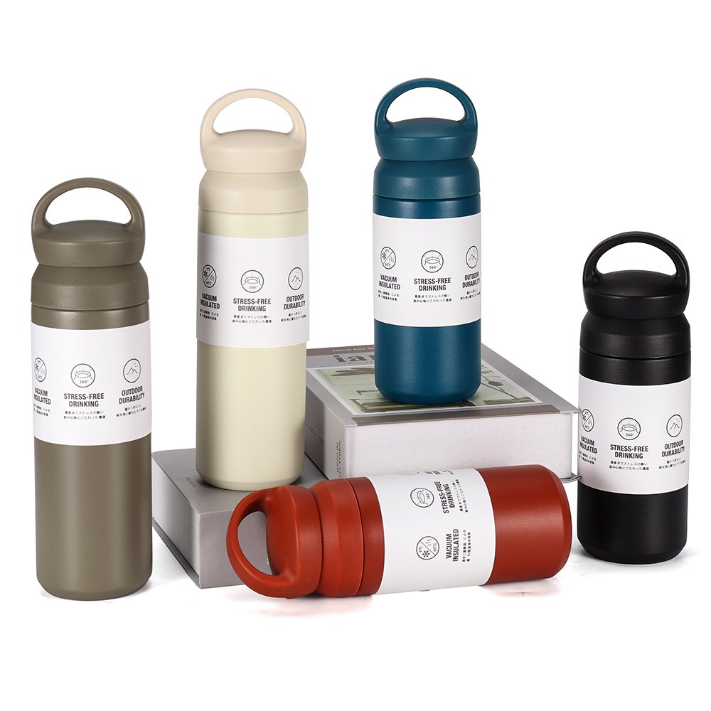 350ml 500ml Custom Double Layer Stainless Steel Insulation Travel Water Bottle Thermos With Handle