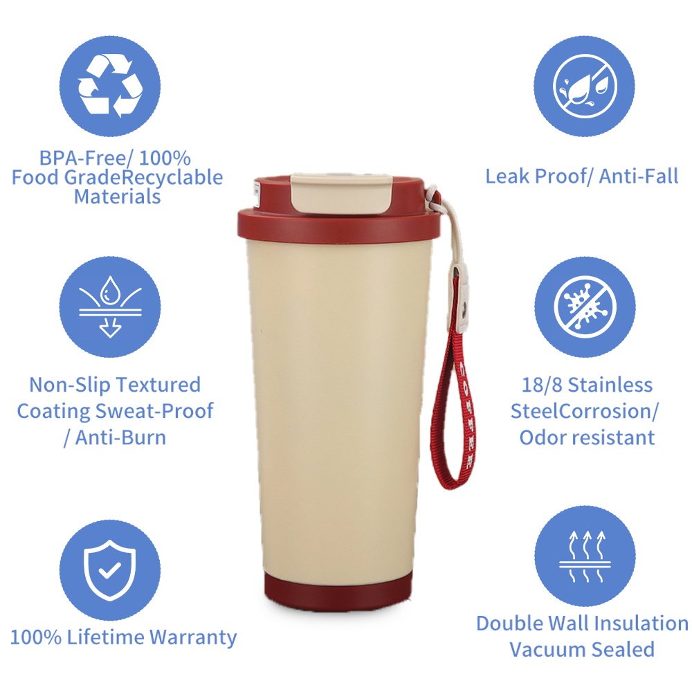 18oz Stainless Steel316 Coffee Cup Portable Ceramic Liner Thermos Mug With Drink Straw Cup Water Cup Food Grade waterglasses