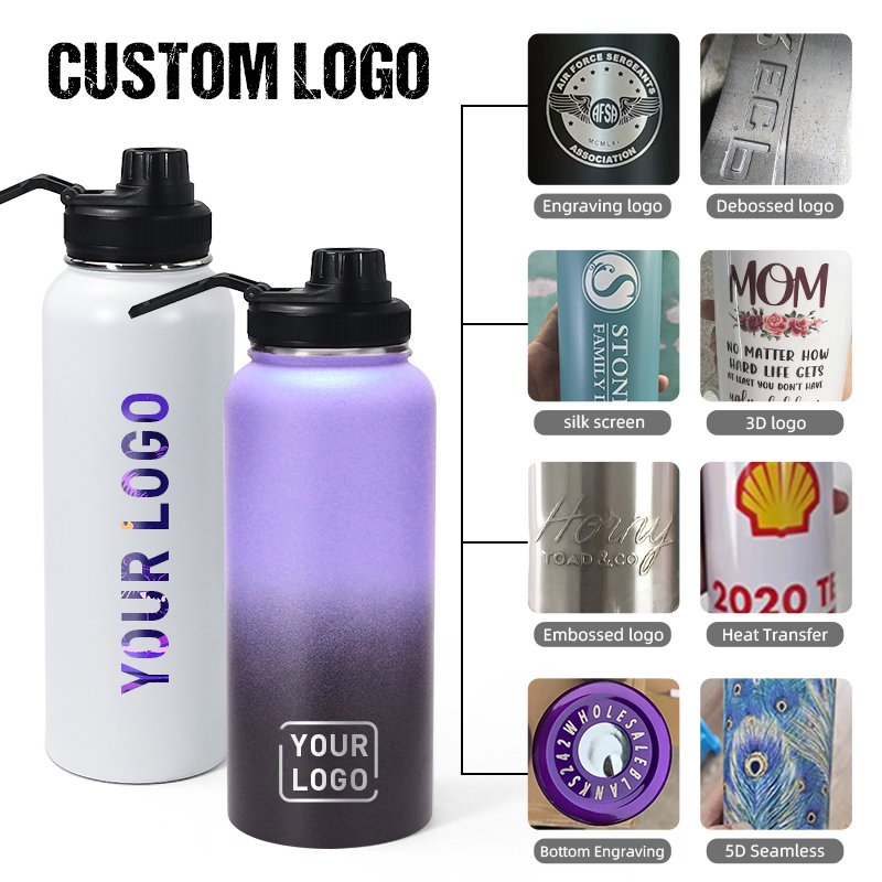 32oz 1L ODM Lid Water Bottle Thermos Double Wall Wide Mouth Insulated Stainless Steel Water Bottles vacuum flask