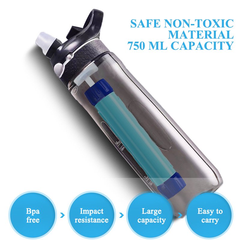 BPA free 750ml outdoor sport filter water bottle UF ultrafiltration membrane Outdoor Camping Water Bottle