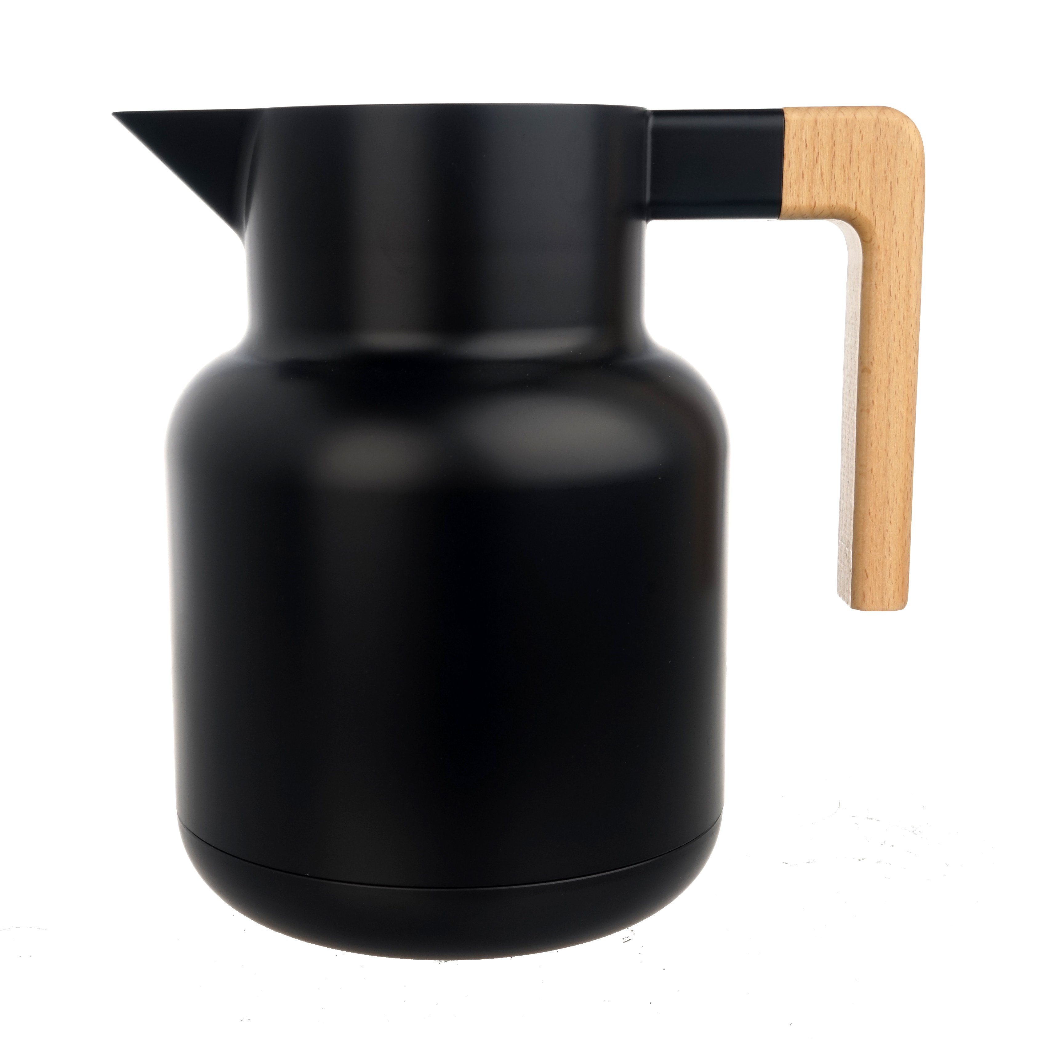 1L plastic sleeve glass thermos asbestos free water tea pot coffee pot with wooden handle