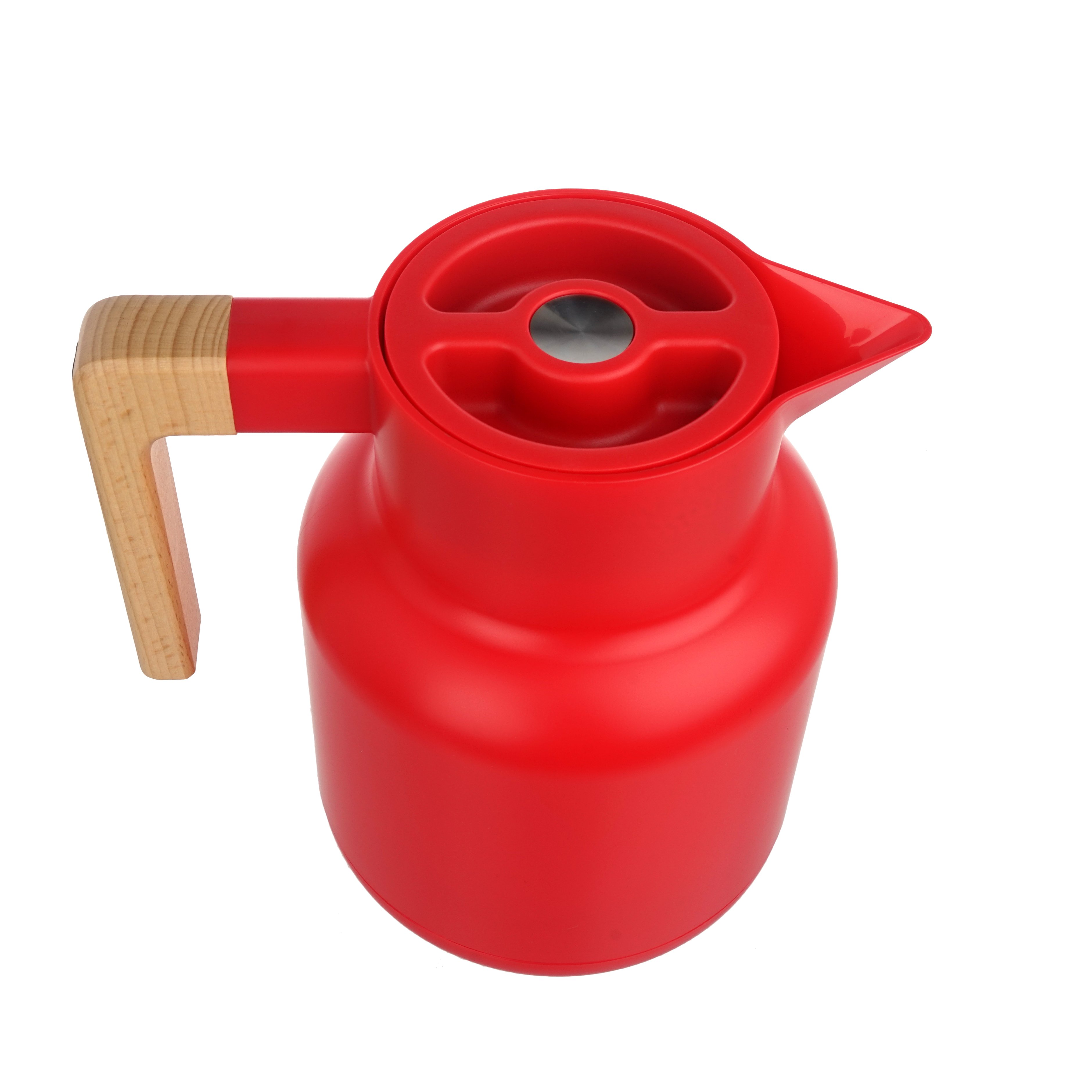 1L plastic sleeve glass thermos asbestos free water tea pot coffee pot with wooden handle