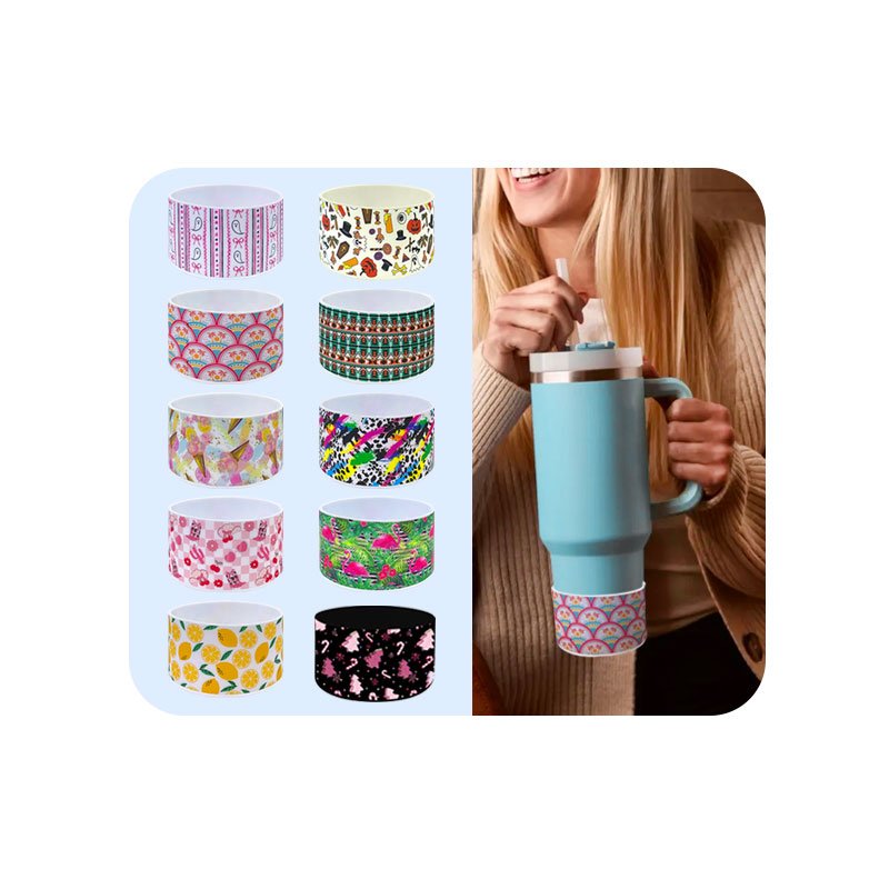 40oz Tumbler Bumper Water Bottle Sleeve Cover Thermal Printing Silicone Boot with Anti-Slip Bumper for Drinking