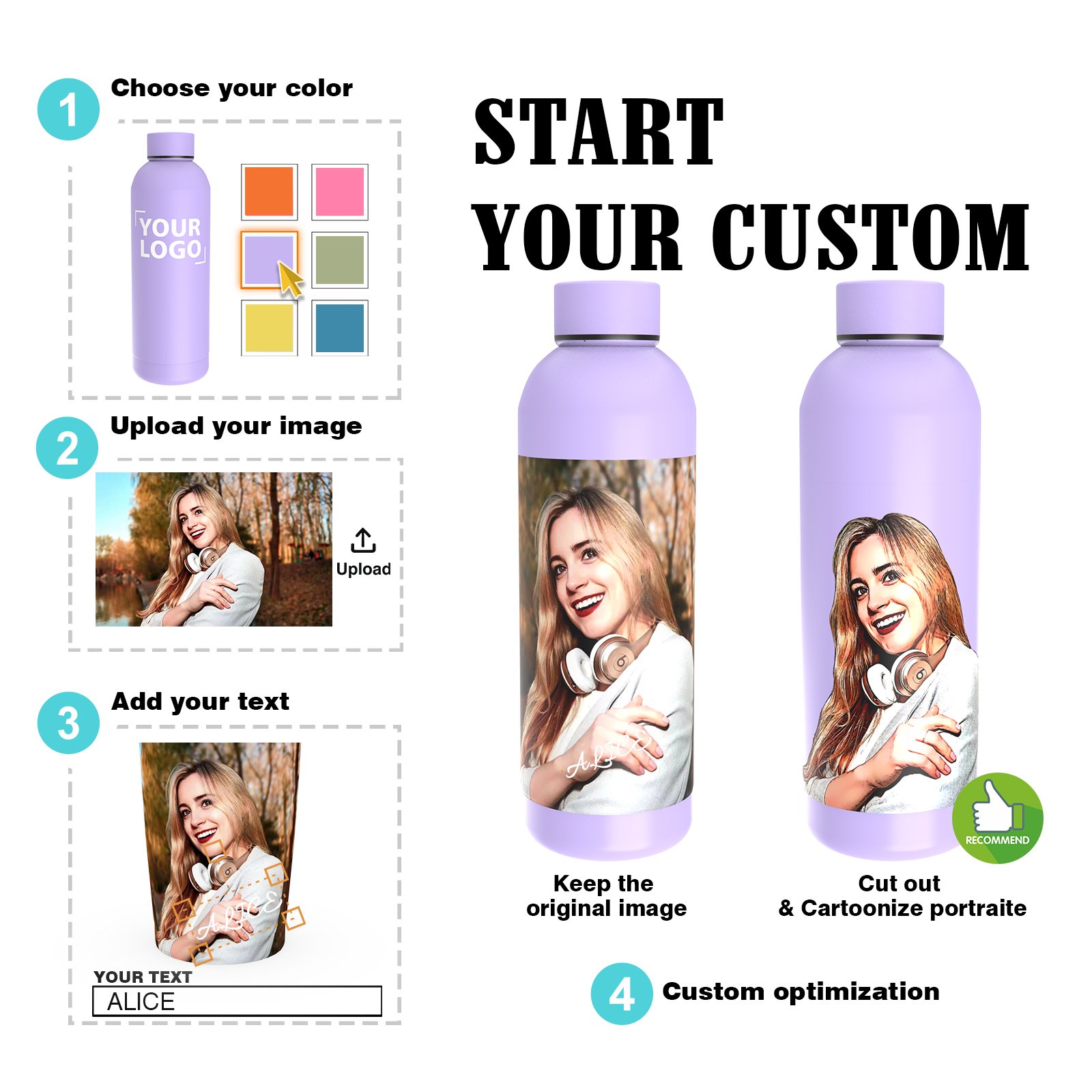 Wholesale portable small mouth stainless steel vacuum flask portable 17oz insulated water bottle