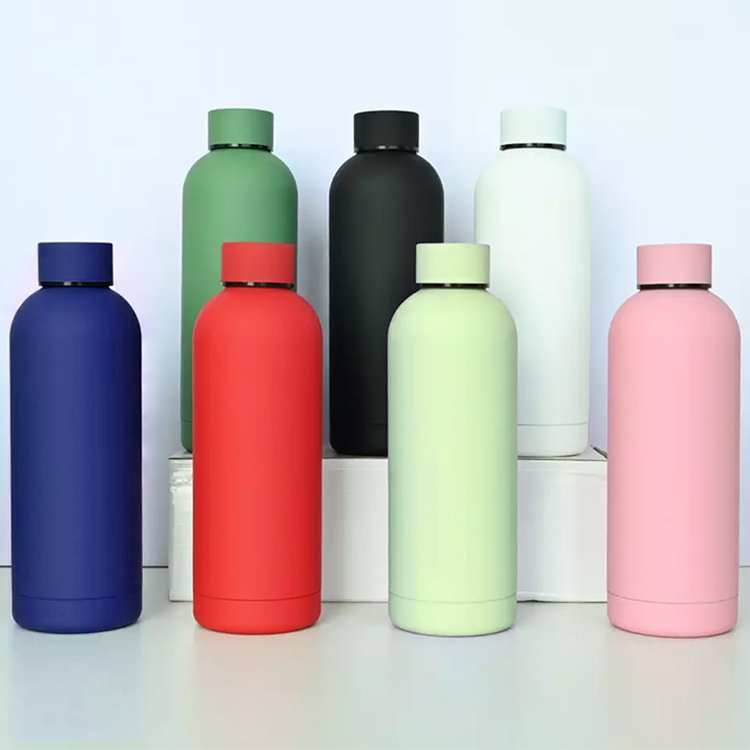 BPA free double wall matte rubber stainless steel vacuum insulated thermos water bottle