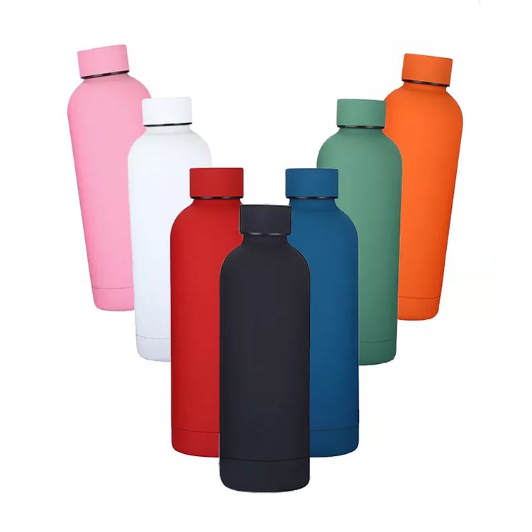 BPA free double wall matte rubber stainless steel vacuum insulated thermos water bottle