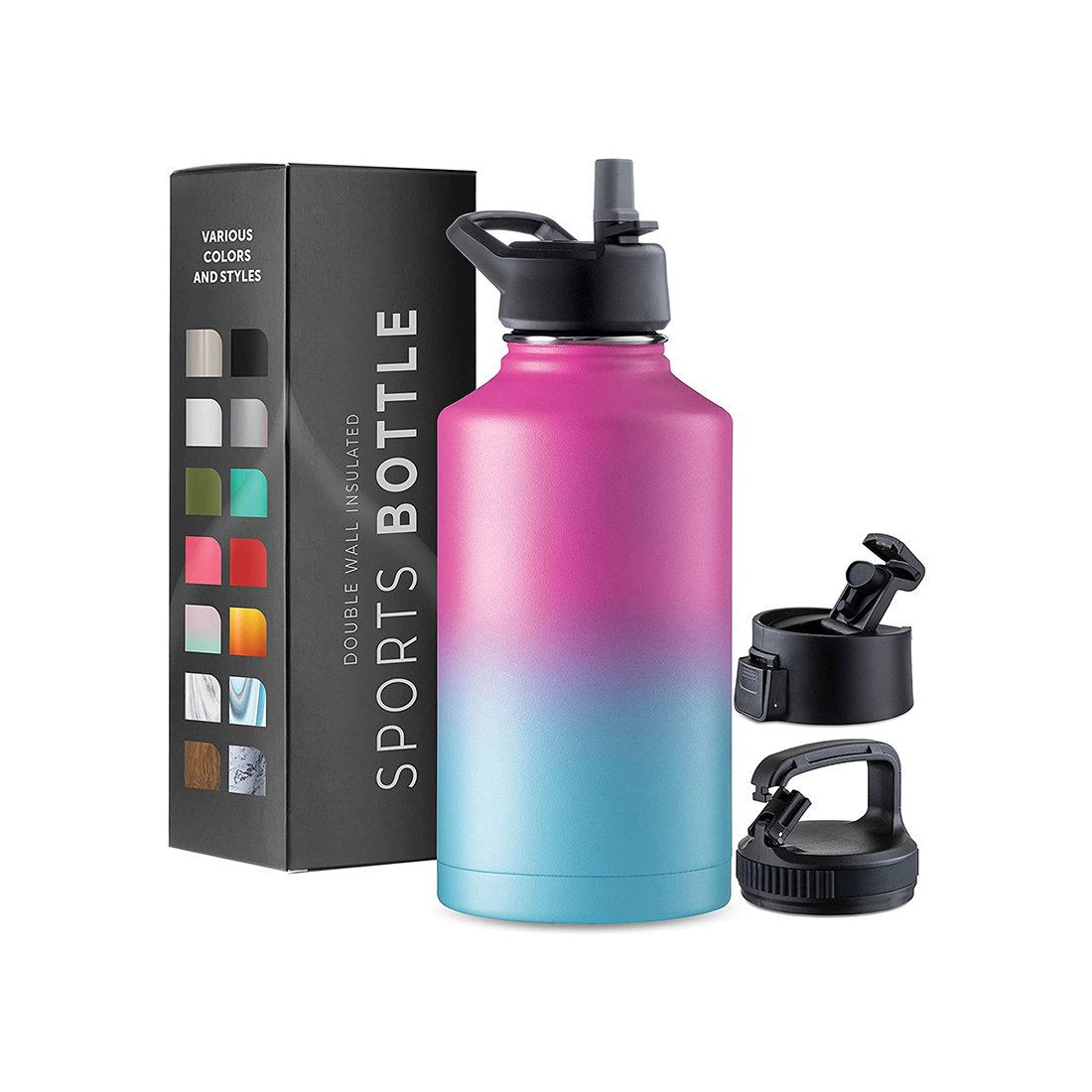 Double Wall Stainless Steel Thermos Vacuum Flask Outdoor Cold Hot Water Bottle With Lid