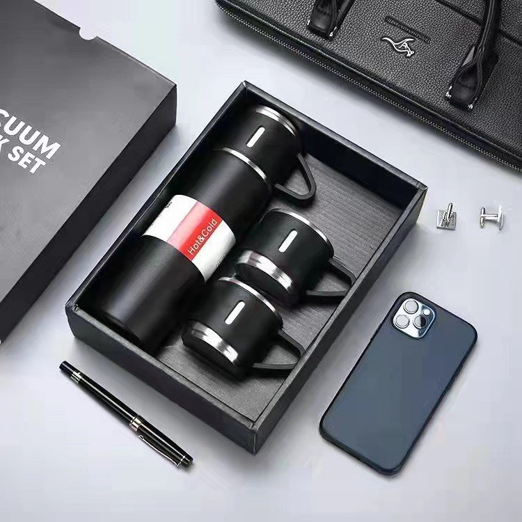 Christmas Gift 3pcs Outdoor Travel Coffee Tea thermos Vacuum flask stainless steel water bottle gift set
