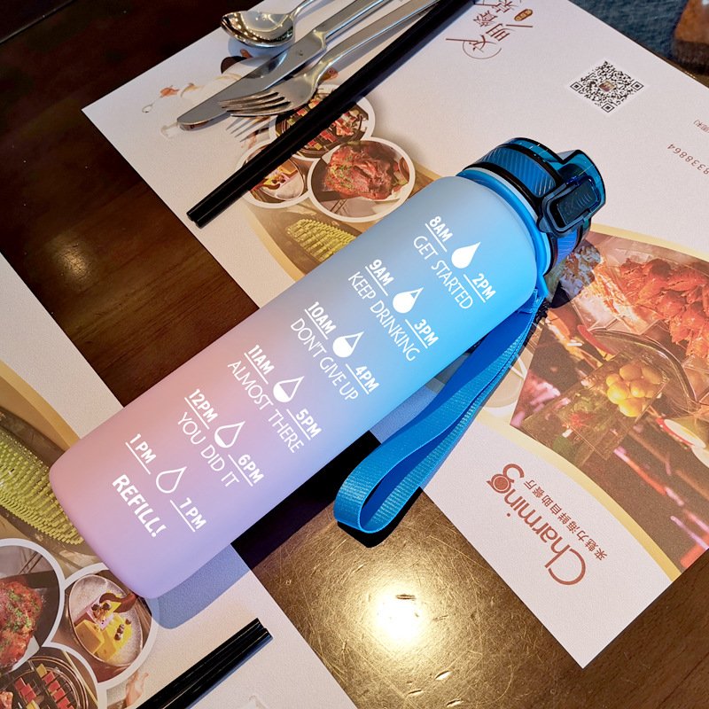 Amz Hot Selling 2023 Plastic Custom LOGO Leak Proof Water Bottle BPA Free 1l Sport Motivational Water Bottle