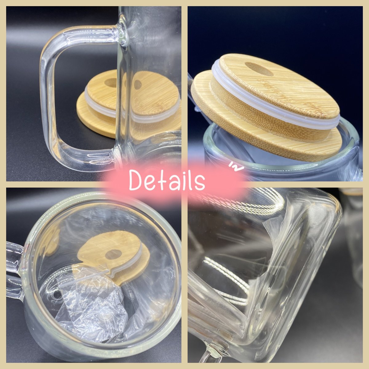 New Arrival USA Warehouse 15oz Clear Double Wall Glass Snow Globe Blanks Sublimation Mugs with Bamboo lid and plastic Straw