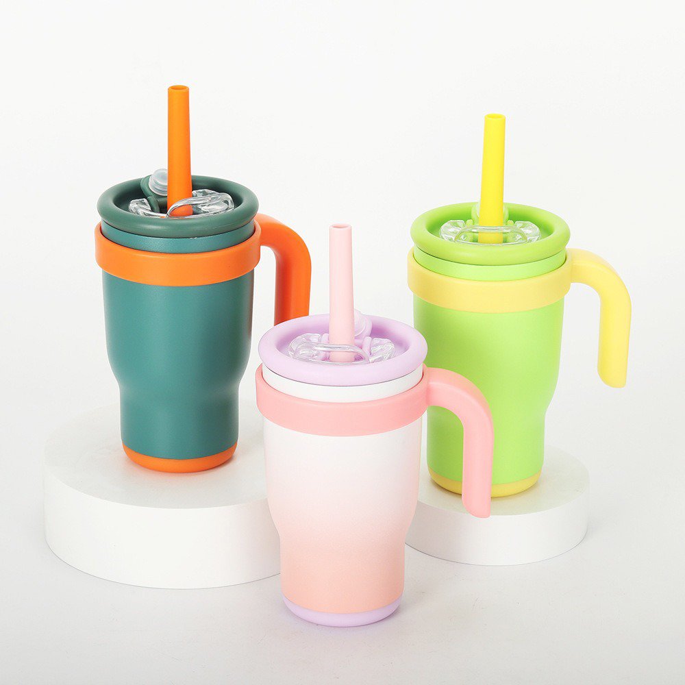 14 Oz Colorful Leakproof Insulated Modern Mug Tumbler Stainless Steel Vacuum Insulated Kids Tumbler Cups With Straw