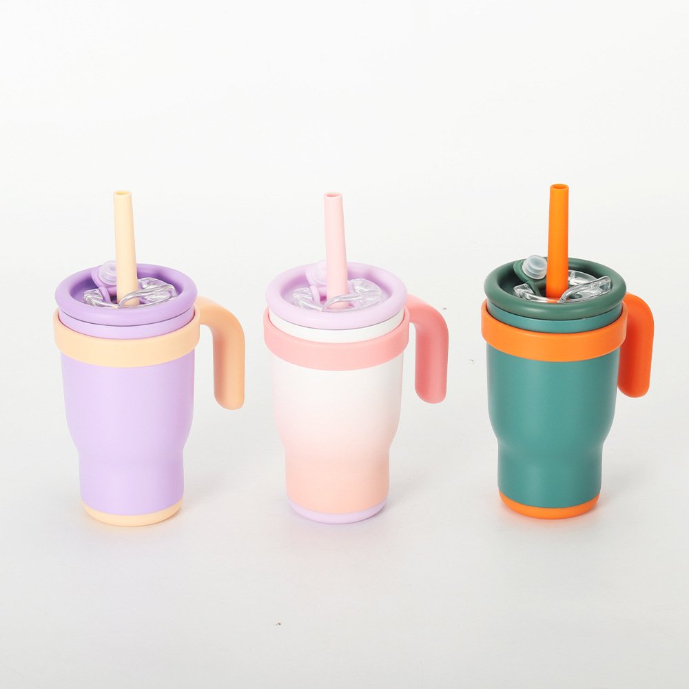 14 Oz Colorful Leakproof Insulated Modern Mug Tumbler Stainless Steel Vacuum Insulated Kids Tumbler Cups With Straw