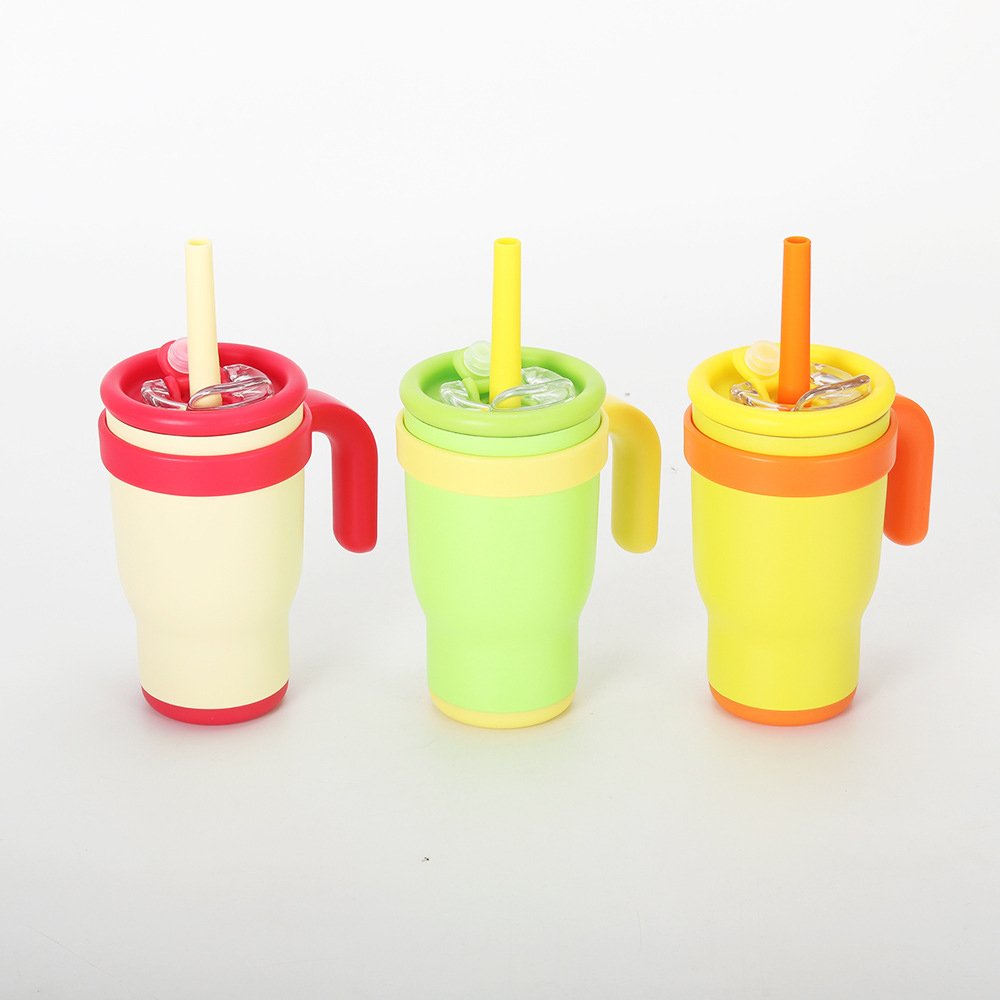 14 Oz Colorful Leakproof Insulated Modern Mug Tumbler Stainless Steel Vacuum Insulated Kids Tumbler Cups With Straw