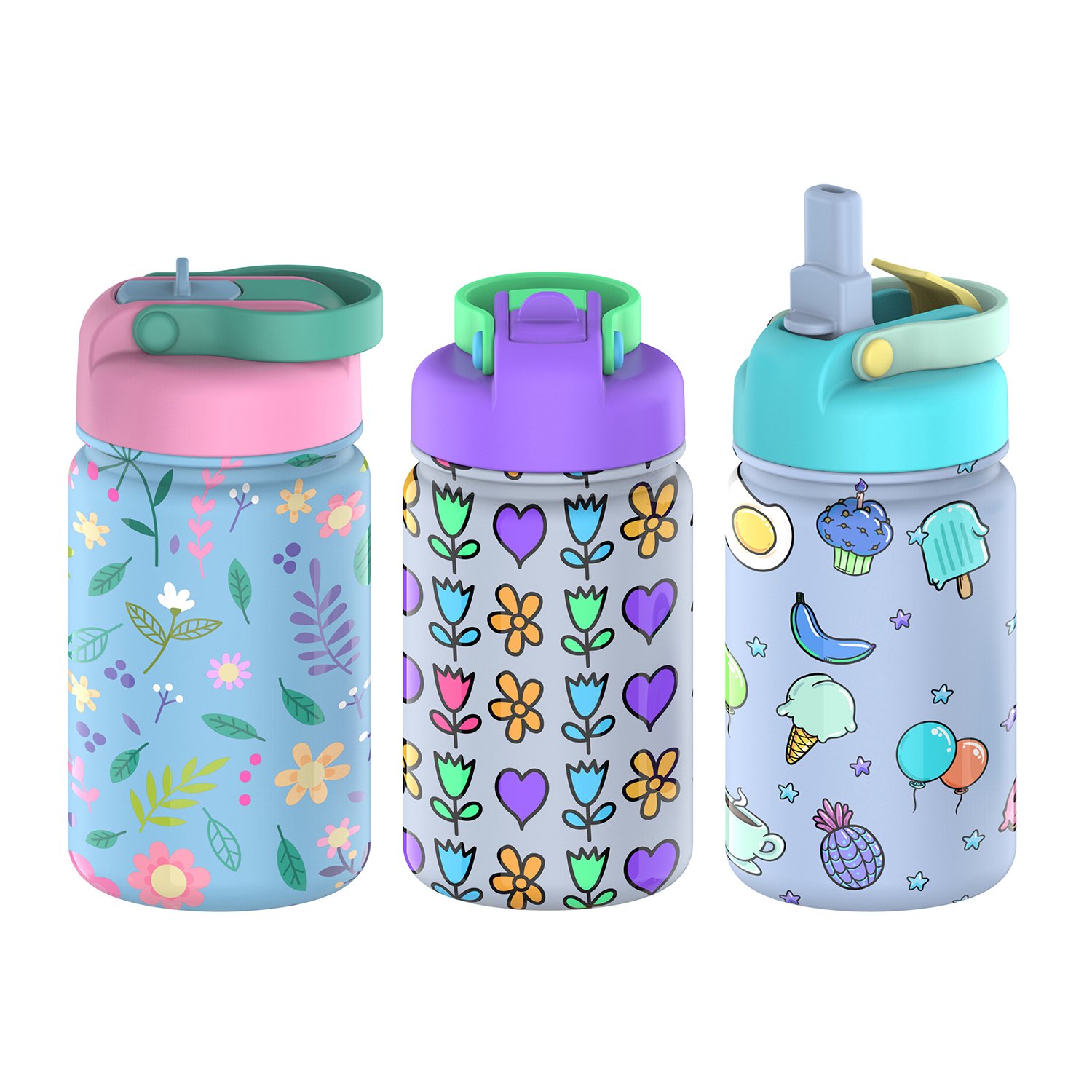 Best Selling Portable Custom Logo 12oz Kids Water Bottle Stainless Steel Insulated Food Grade Wall Vacuum Flask