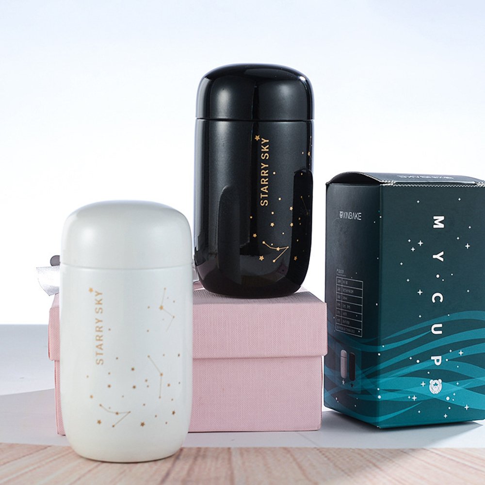 Wholesale Stainless Steel 304 Vacuum Flask 200ml Mini Mug Water Bottle Egg Shape Star Sky Thermos Cup Tumbler