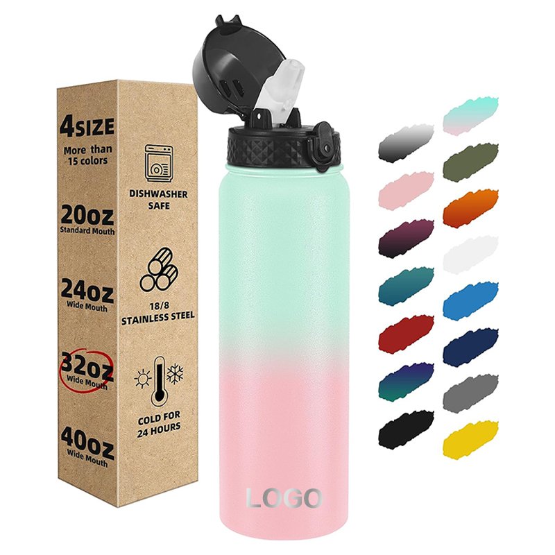Wholesale Promotion gifts 32OZ insulated stainless steel sport water bottle with strawa lid