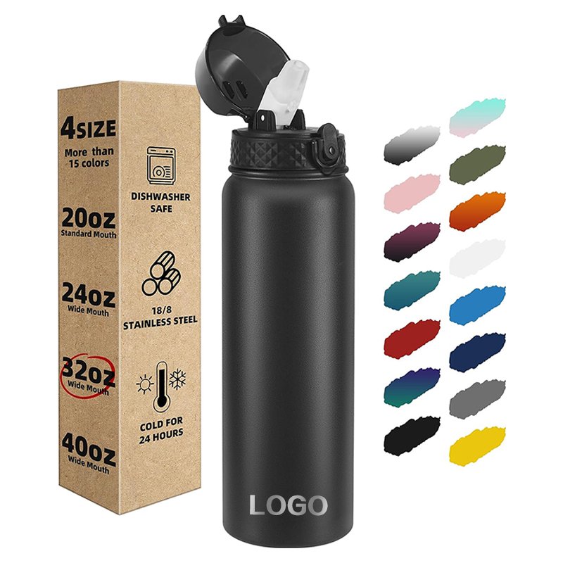Wholesale Promotion gifts 32OZ insulated stainless steel sport water bottle with strawa lid