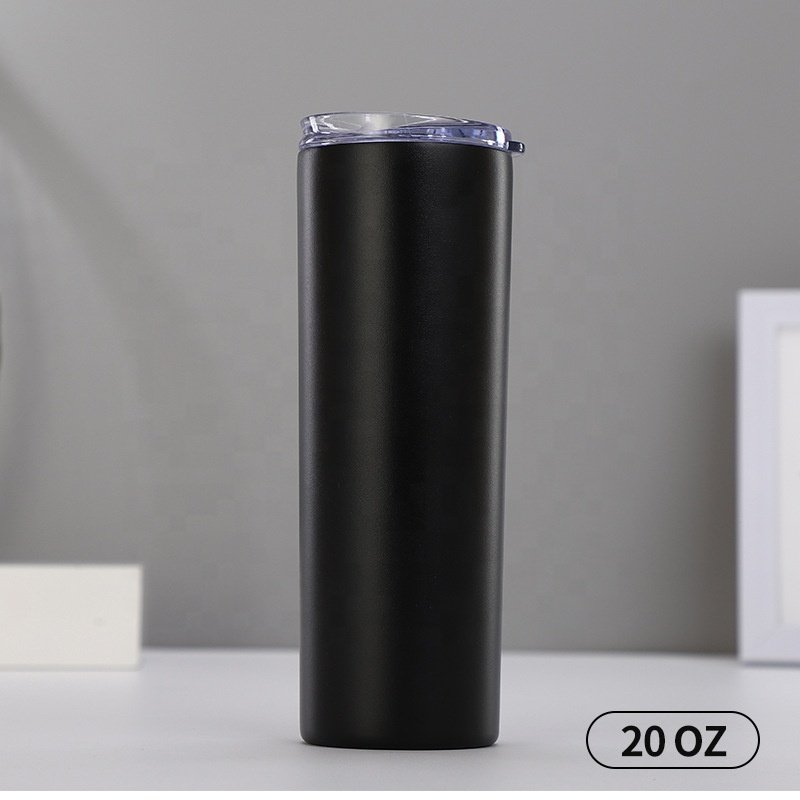 Promotional gift stainless steel tall black matte tumbler 20oz colors custom print coffee mug thermal cup water tumbler