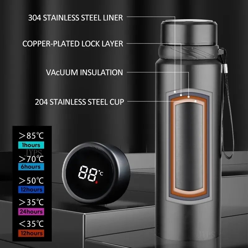 Mascot 1000ML Smart Bottle Keep Cold and Hot Temperature Display Intelligent for Water Tea Coffee Vacuum Flasks