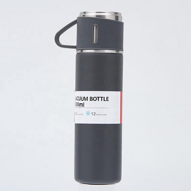 Custom logo trendy fashion BPA free outdoor black yerba mate thermal bullet vacuum flask with button lid handle