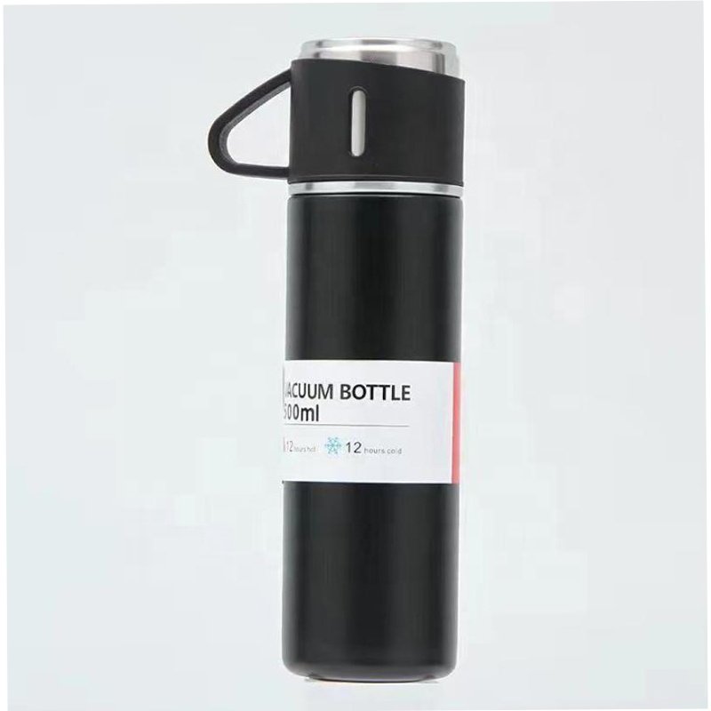 Custom logo trendy fashion BPA free outdoor black yerba mate thermal bullet vacuum flask with button lid handle