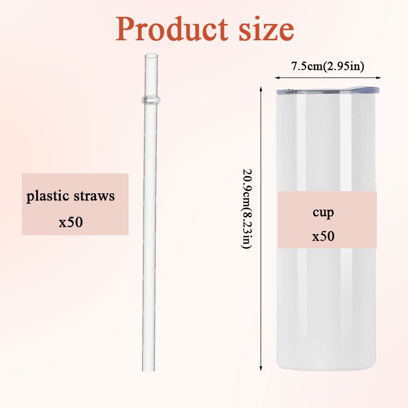 Factory wholesale 50 pcs Custom Print 20 oz Straight Sublimation Blank Right Angle Metal Stainless Steel Skinny Tumbler
