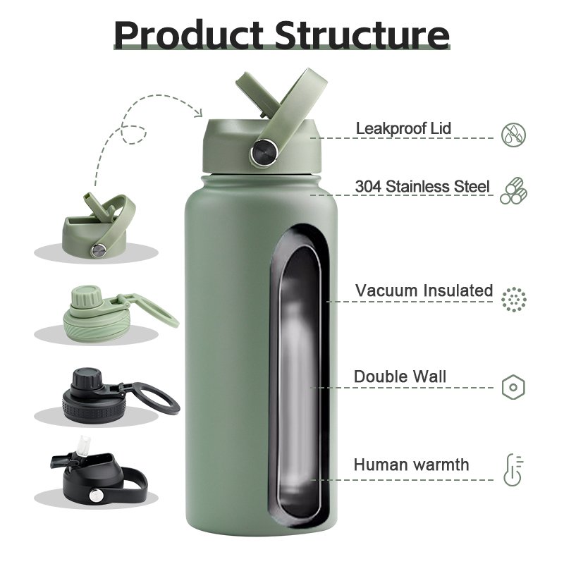 Personalized water bottles 32oz 18oz double wall thermal flask stainless steel insulated drink bottle
