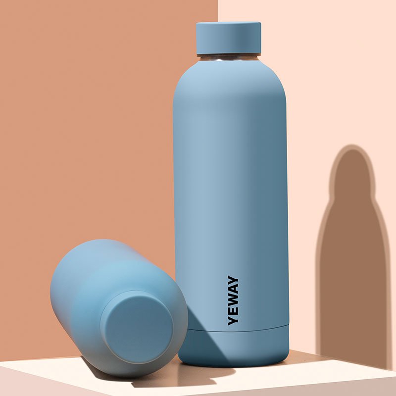 YEWAY wholesale eco custom colorful double wall thermo flask 500ml stainless steel rubber paint sport small mouth water bottle