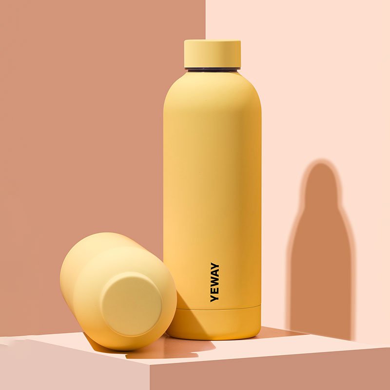 YEWAY wholesale eco custom colorful double wall thermo flask 500ml stainless steel rubber paint sport small mouth water bottle