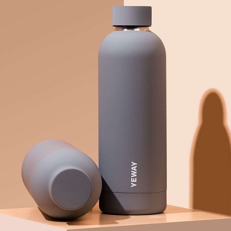 YEWAY wholesale eco custom colorful double wall thermo flask 500ml stainless steel rubber paint sport small mouth water bottle