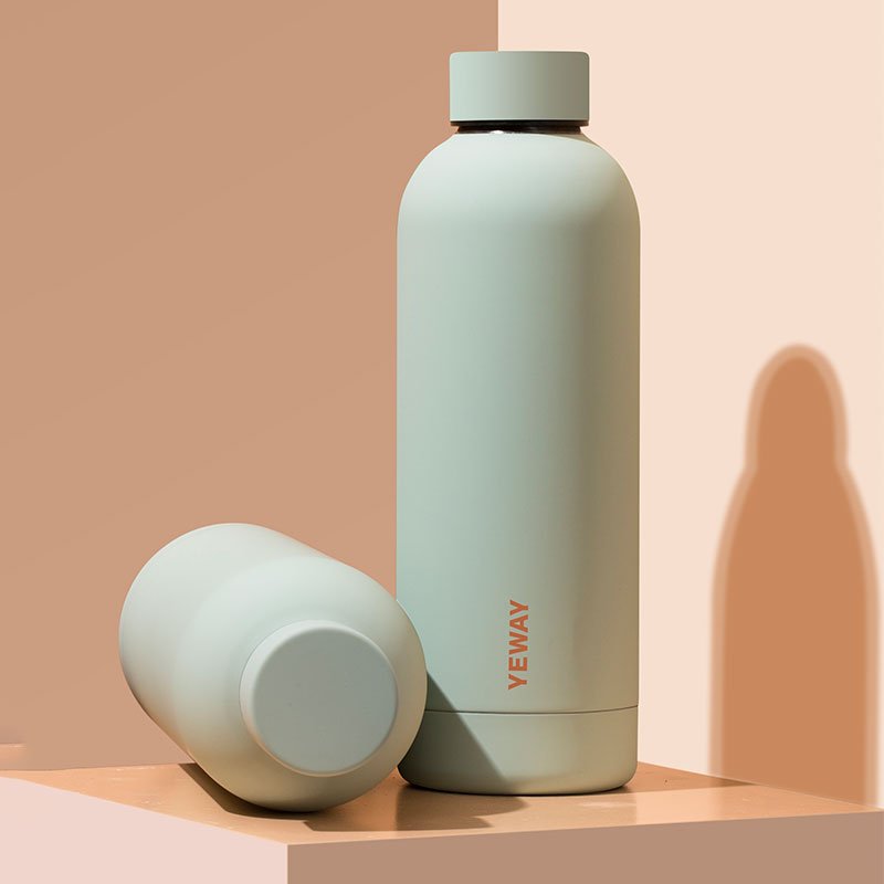 YEWAY wholesale eco custom colorful double wall thermo flask 500ml stainless steel rubber paint sport small mouth water bottle