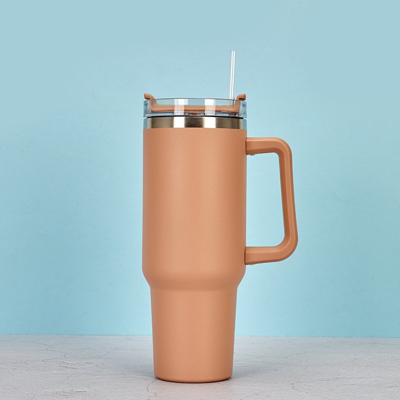 Customized Coffee Mug Cup Thermal Stainless Steel Tumbler with Straws Vacuum Flask Insulated Portable Cup