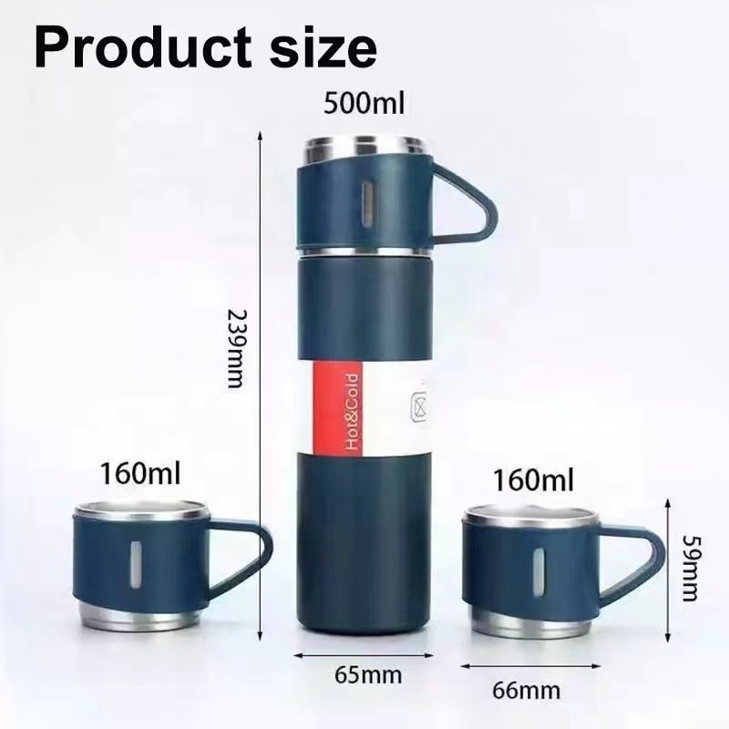 Large 304 Stainless Steel Water Bottle Double Wall Vacuum Insulated Silicone Bottom Mat Triple Cup Lids Customization
