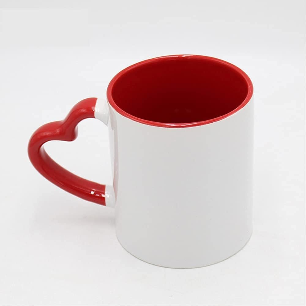 Sublimation Blanks 11oz Red Interior Coffee Mugs With Love Heart Handle Valentine In Forever Love Mug