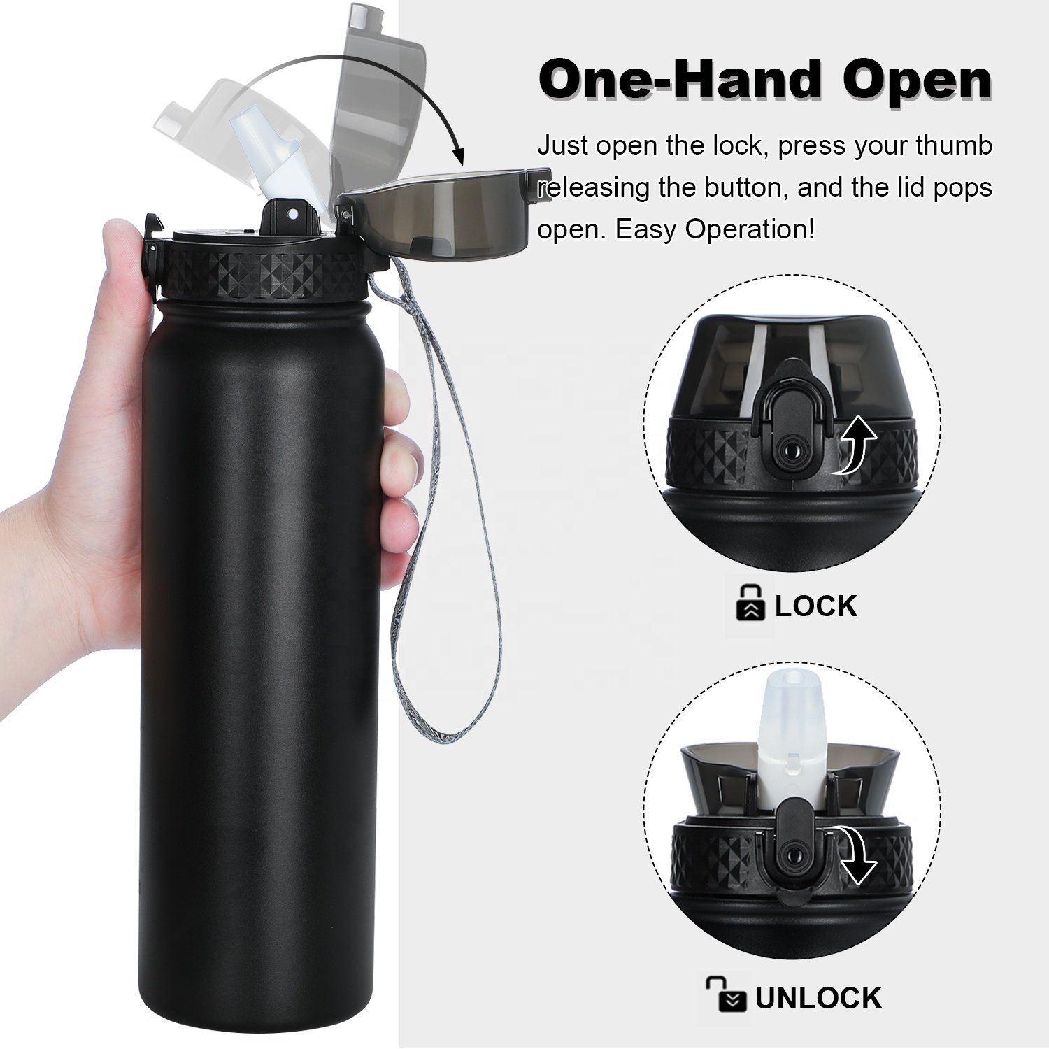 Hot Selling Stainless Steel Hot and Cool Water Bottle Insulated Flask In Bulk with New Wide Handle Straw Lid