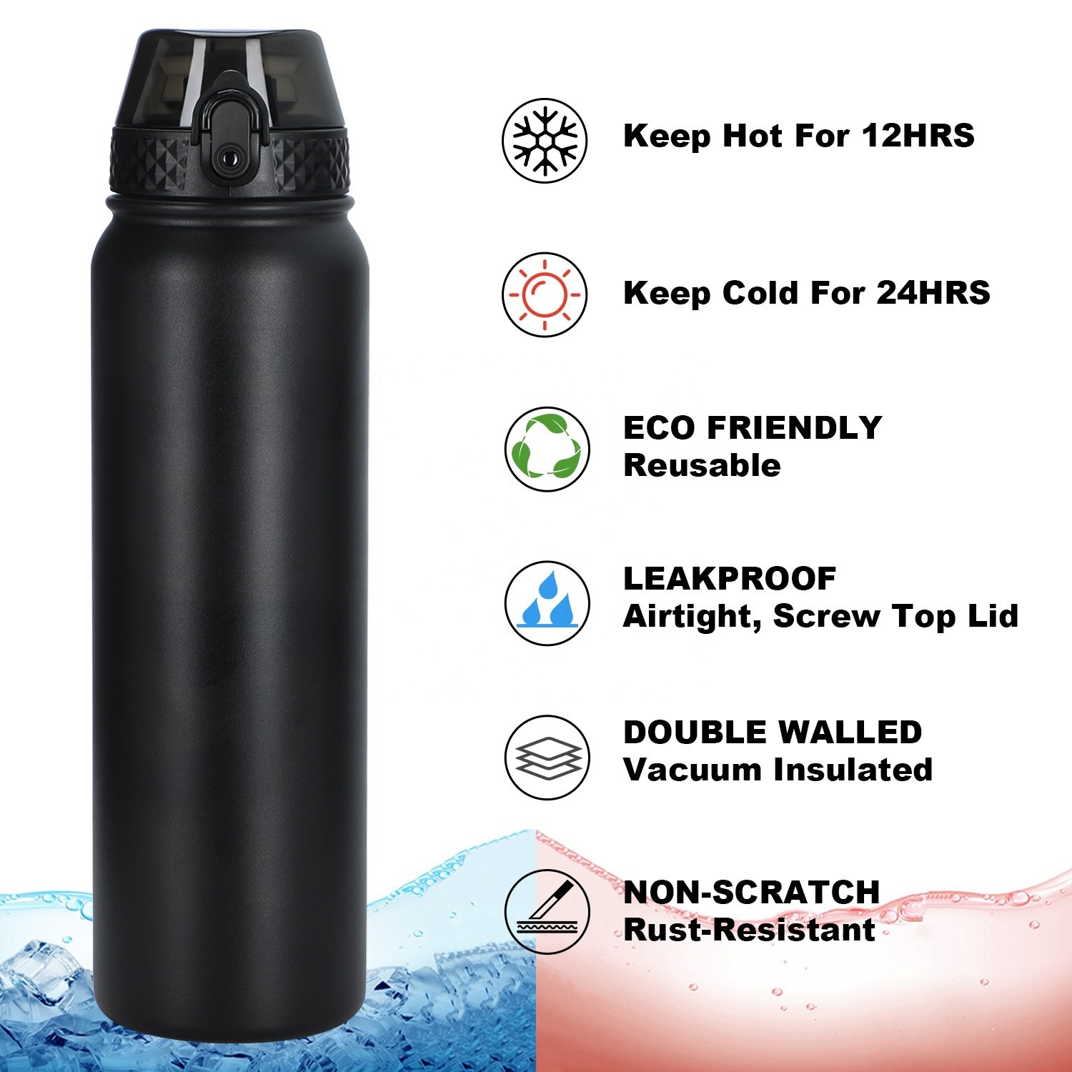 Hot Selling Stainless Steel Hot and Cool Water Bottle Insulated Flask In Bulk with New Wide Handle Straw Lid
