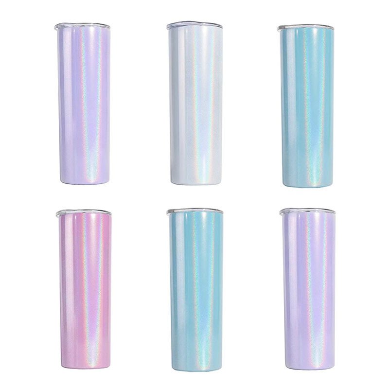 Wholesale Water Bottle Mug Blanks Vacuum Glitter 20oz Stainless Steel Tumbler 20 oz Skinny Straight
