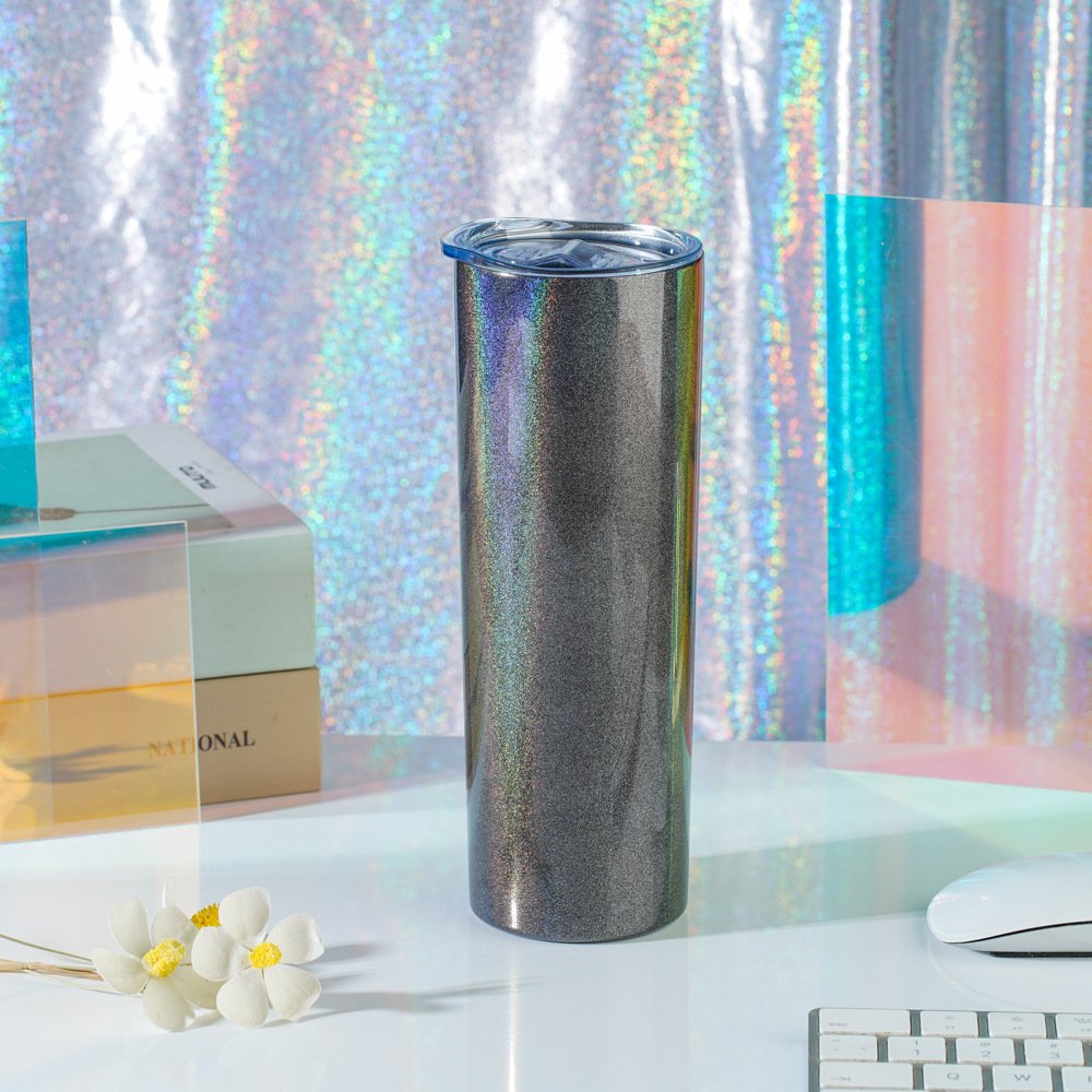 Wholesale Water Bottle Mug Blanks Vacuum Glitter 20oz Stainless Steel Tumbler 20 oz Skinny Straight
